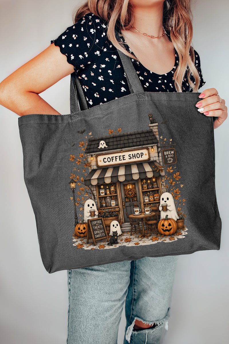 Brew & Boo Coffee Shop Canvas Jumbo Tote - Wholesale Accessory Market