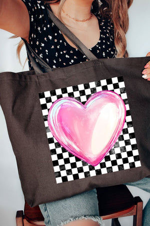 Bubble Heart Retro Canvas Jumbo Tote - Wholesale Accessory Market