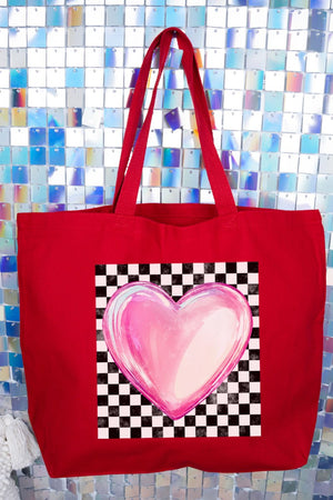 Bubble Heart Retro Canvas Jumbo Tote - Wholesale Accessory Market