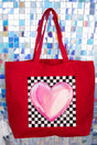 Bubble Heart Retro Canvas Jumbo Tote - Wholesale Accessory Market