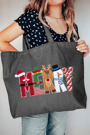 Christmas Characters Merry Canvas Jumbo Tote - Wholesale Accessory Market