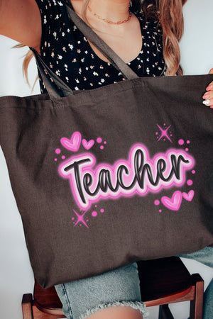 Faux Airbrush Teacher Canvas Jumbo Tote - Wholesale Accessory Market
