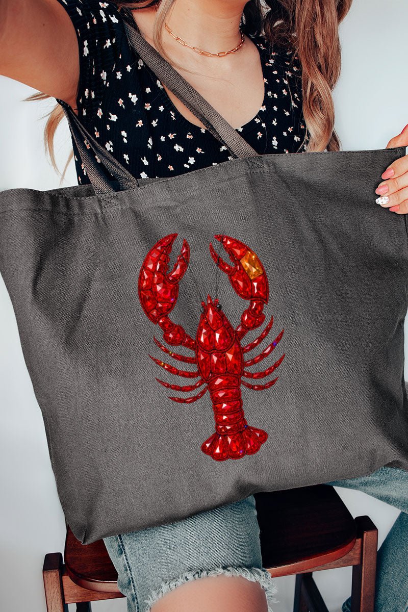 Faux Rhinestone Crawfish Canvas Jumbo Tote - Wholesale Accessory Market