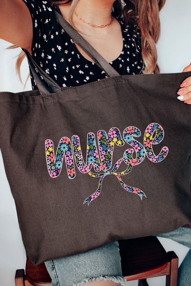 Floral Coquette Nurse Canvas Jumbo Tote - Wholesale Accessory Market