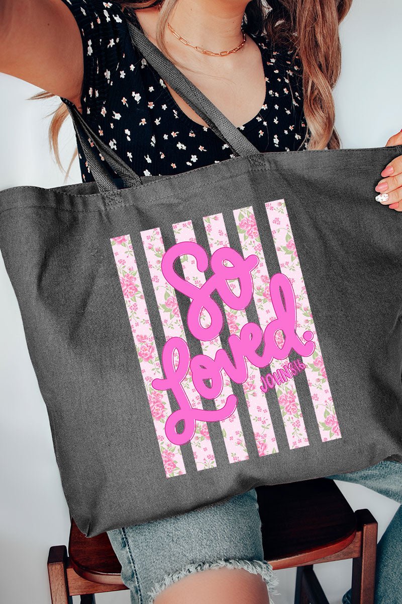 Floral So Loved Canvas Jumbo Tote - Wholesale Accessory Market