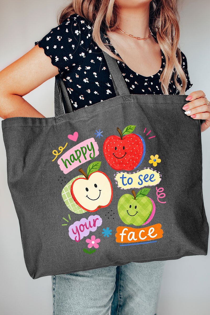 Happy To See Your Face Canvas Jumbo Tote - Wholesale Accessory Market