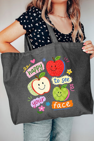 Happy To See Your Face Canvas Jumbo Tote - Wholesale Accessory Market