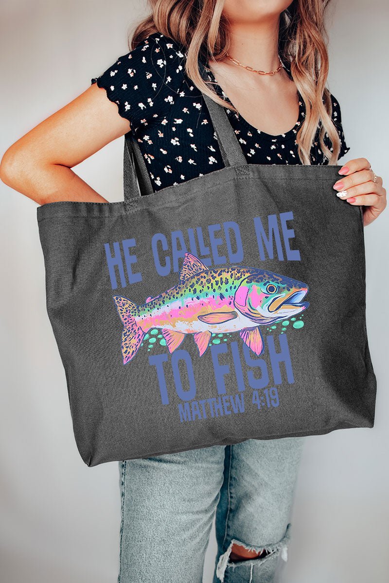 He Called Me To Fish Canvas Jumbo Tote - Wholesale Accessory Market