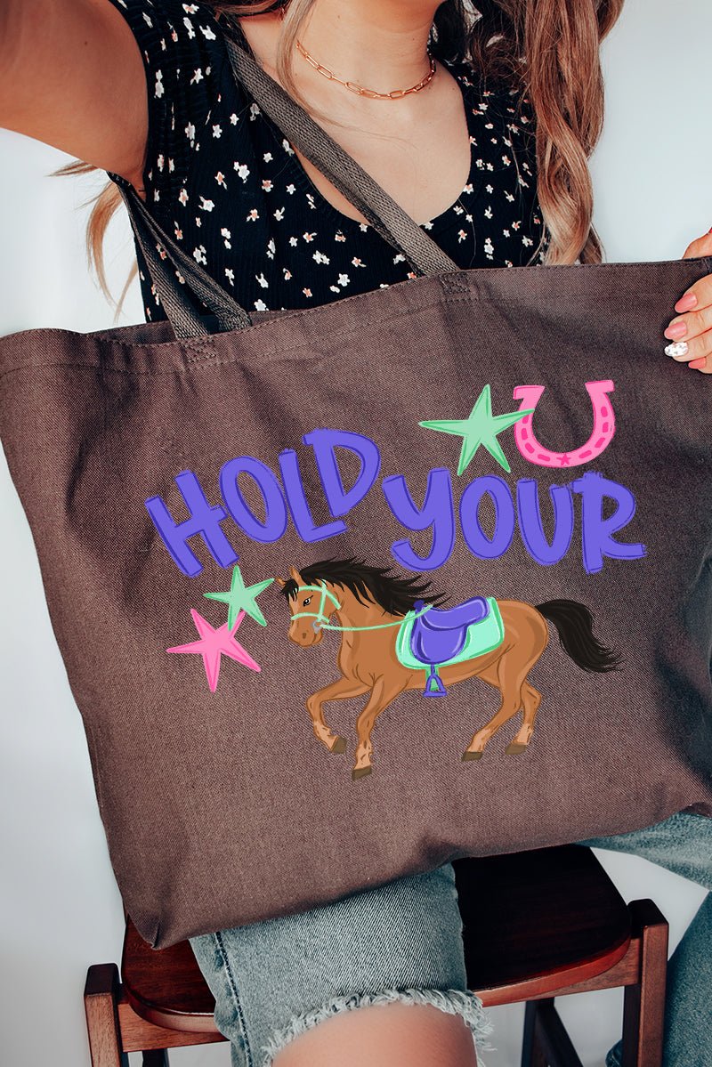 Hold Your Horses Canvas Jumbo Tote - Wholesale Accessory Market