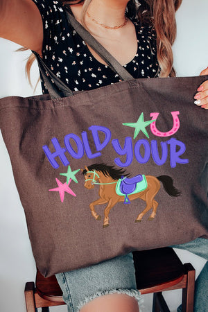Hold Your Horses Canvas Jumbo Tote - Wholesale Accessory Market