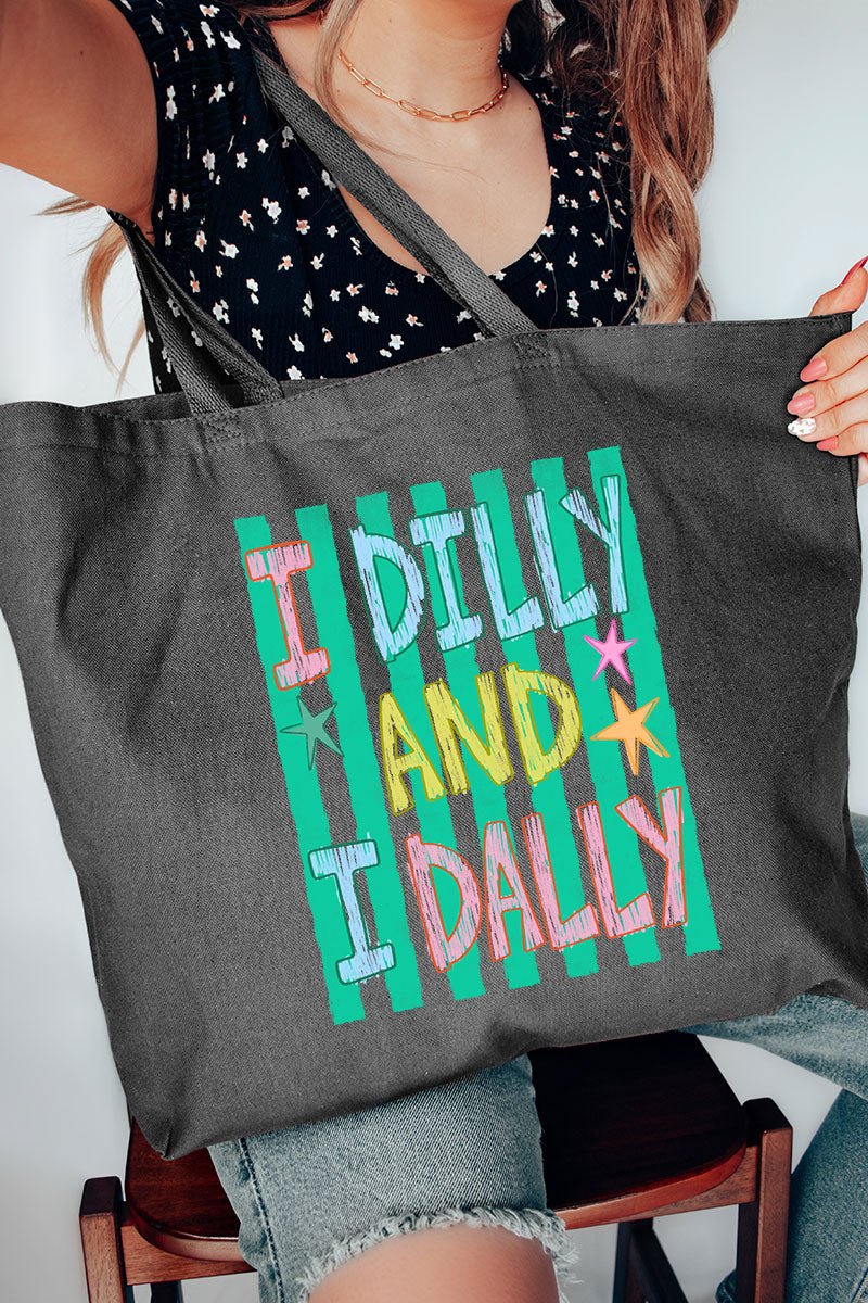 I Dilly & I Dally Canvas Jumbo Tote - Wholesale Accessory Market