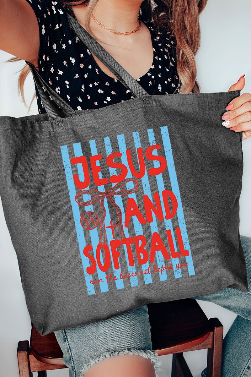 Jesus And Softball Canvas Jumbo Tote - Wholesale Accessory Market