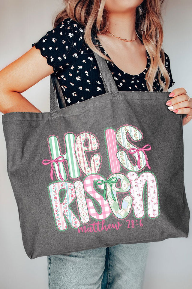Lace & Bloom He Is Risen Canvas Jumbo Tote - Wholesale Accessory Market