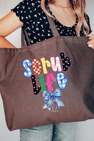 Lace Scrub Life Canvas Jumbo Tote - Wholesale Accessory Market