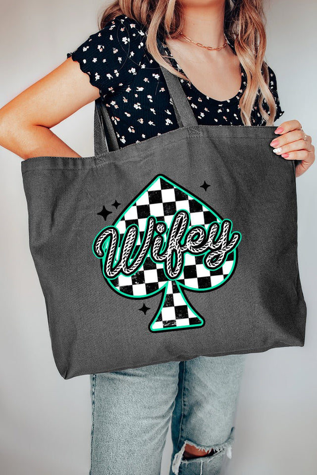 Lucky Spade Wifey Canvas Jumbo Tote - Wholesale Accessory Market