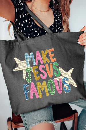 Make Jesus Famous Canvas Jumbo Tote - Wholesale Accessory Market