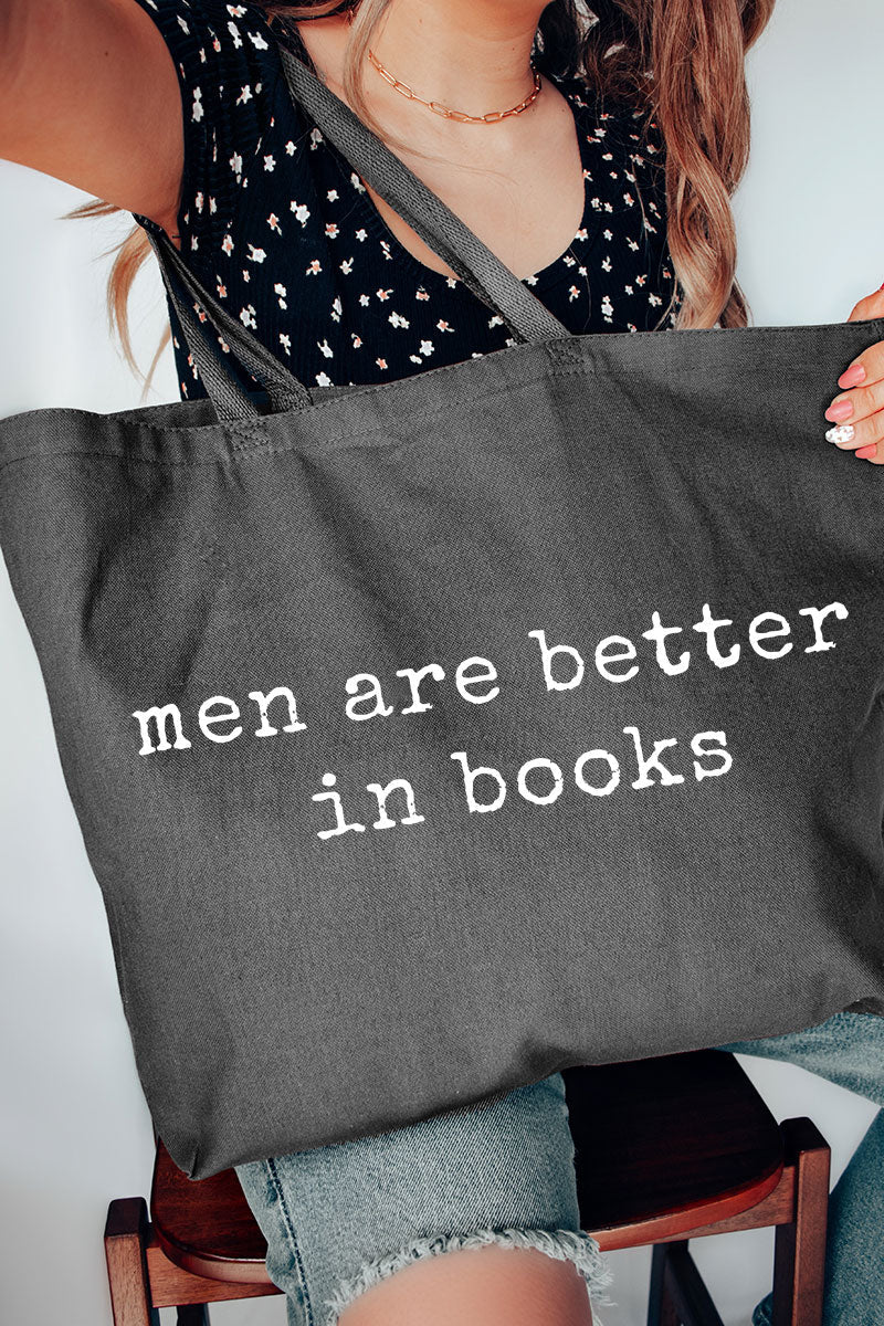 Men Are Better In Books Canvas Jumbo Tote - Wholesale Accessory Market