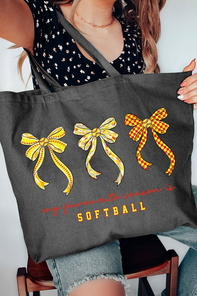 My Favorite Season Is Softball Canvas Jumbo Tote - Wholesale Accessory Market