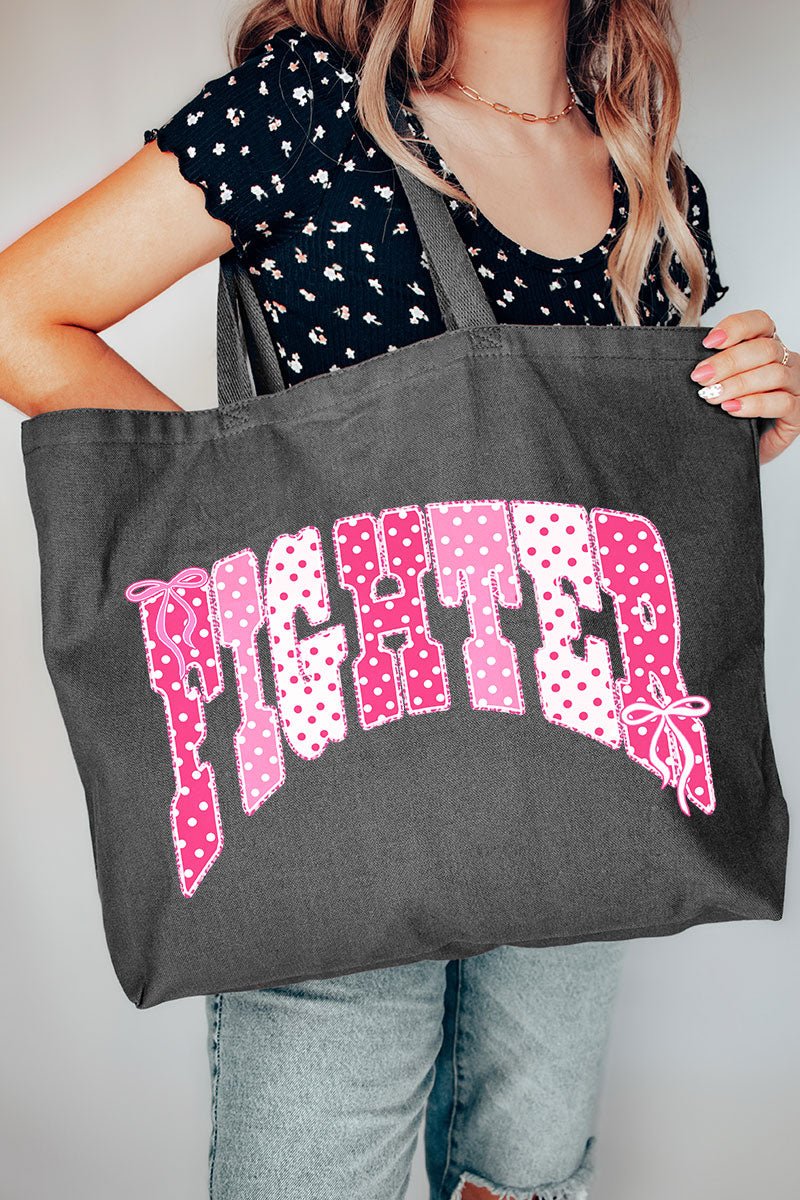 Pink Polka Pop Fighter Canvas Jumbo Tote - Wholesale Accessory Market