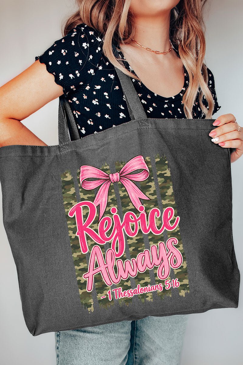 Rejoice Always Girly Camo Canvas Jumbo Tote - Wholesale Accessory Market