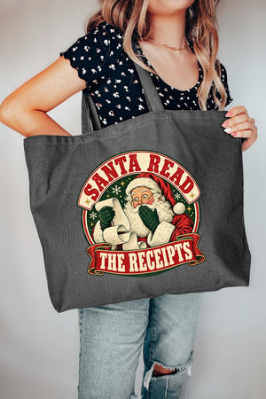 Santa Read The Receipts Canvas Jumbo Tote - Wholesale Accessory Market