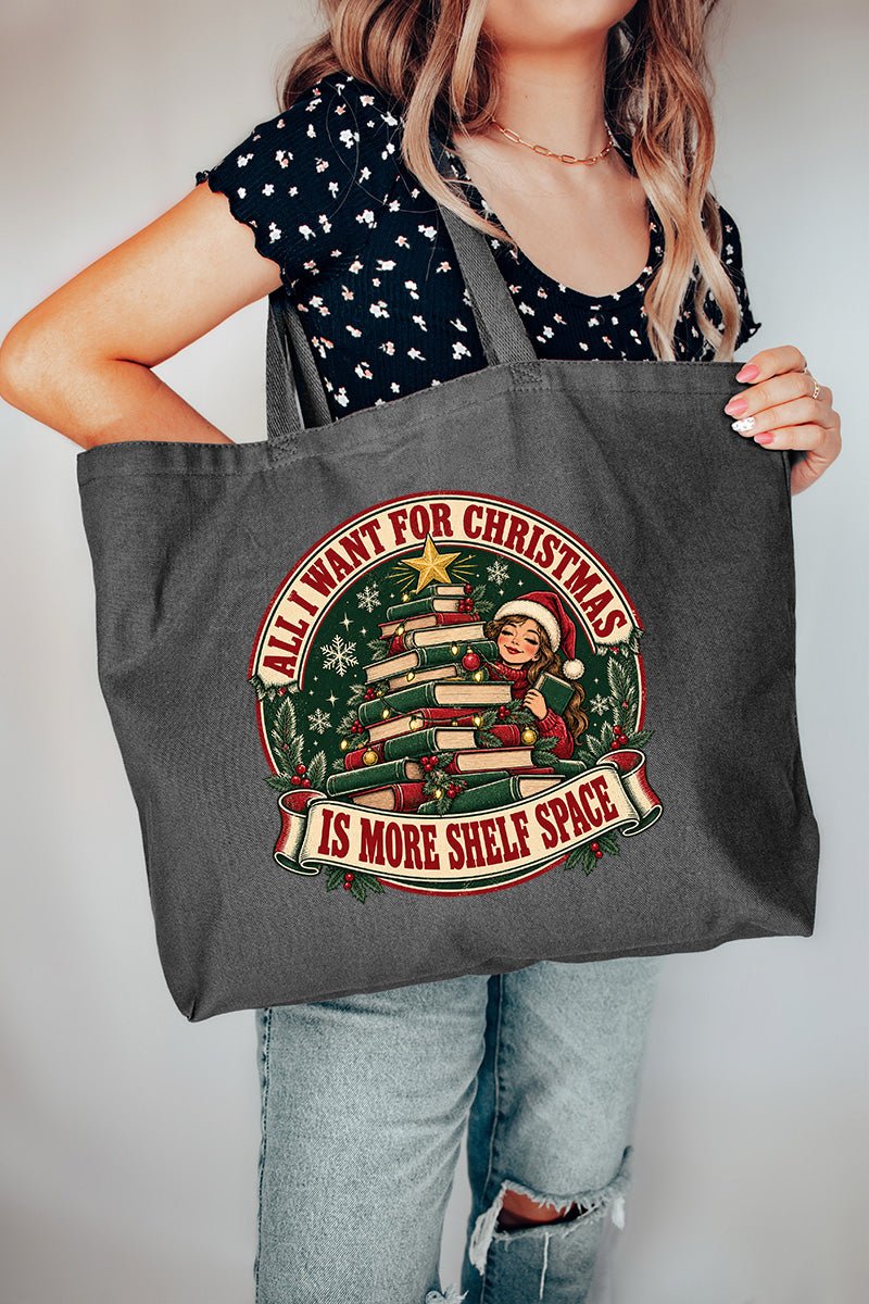 Shelf Space For Christmas Canvas Jumbo Tote - Wholesale Accessory Market