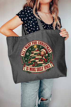 Shelf Space For Christmas Canvas Jumbo Tote - Wholesale Accessory Market