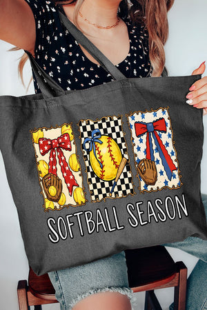 Softball Season Ribbon Canvas Jumbo Tote - Wholesale Accessory Market