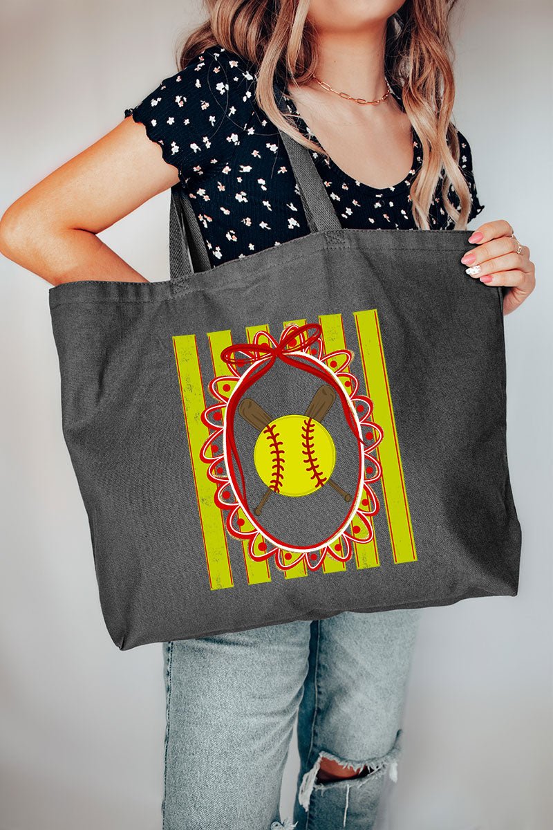 Softball Stripes Canvas Jumbo Tote - Wholesale Accessory Market