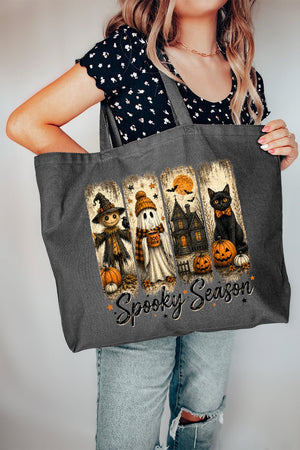 Spooky Season Brushstrokes Canvas Jumbo Tote - Wholesale Accessory Market
