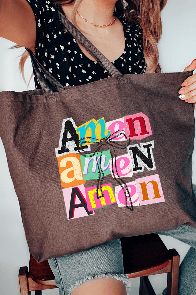 Stacked Amen Coquette Canvas Jumbo Tote - Wholesale Accessory Market