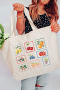 Summer Fruit Stamps Canvas Jumbo Tote - Wholesale Accessory Market