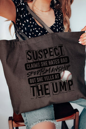 Suspect Yells At The Ump Canvas Jumbo Tote - Wholesale Accessory Market