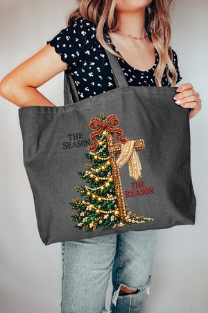 The Season The Reason Canvas Jumbo Tote - Wholesale Accessory Market