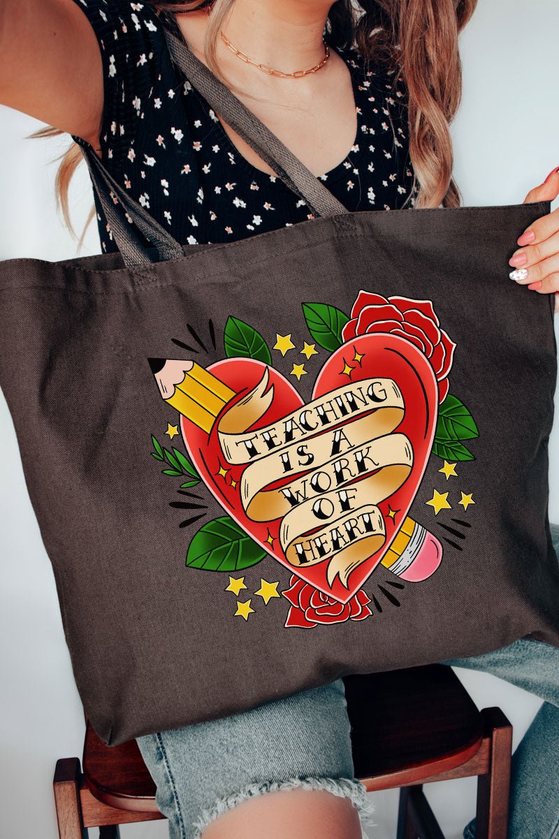 Work Of Heart Roses Canvas Jumbo Tote - Wholesale Accessory Market