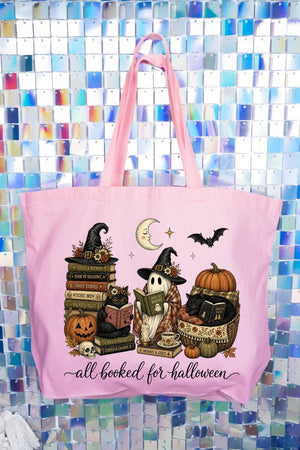 All Booked For Halloween Canvas Jumbo Tote - Wholesale Accessory Market