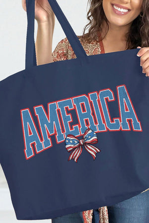 America Bow Canvas Jumbo Tote - Wholesale Accessory Market