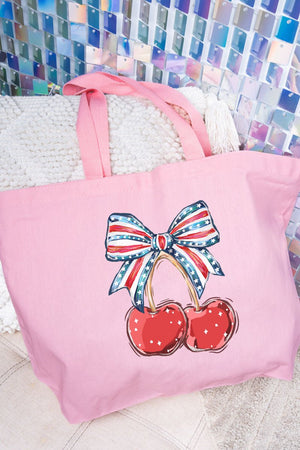 America Cherries Canvas Jumbo Tote - Wholesale Accessory Market