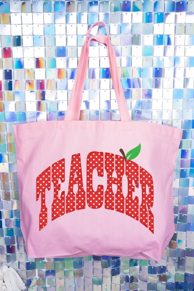 Apple Dot Teacher Canvas Jumbo Tote - Wholesale Accessory Market