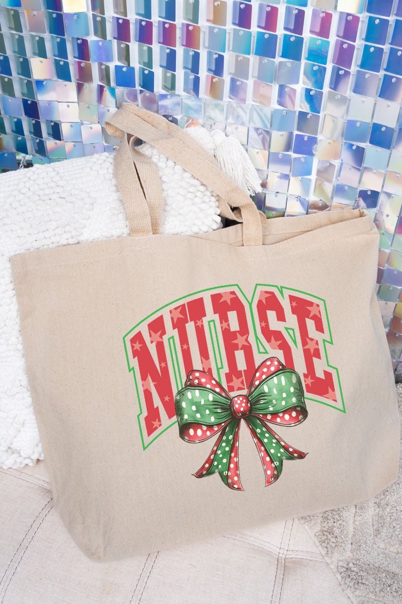 Arched Red and Green Nurse Canvas Jumbo Tote - Wholesale Accessory Market