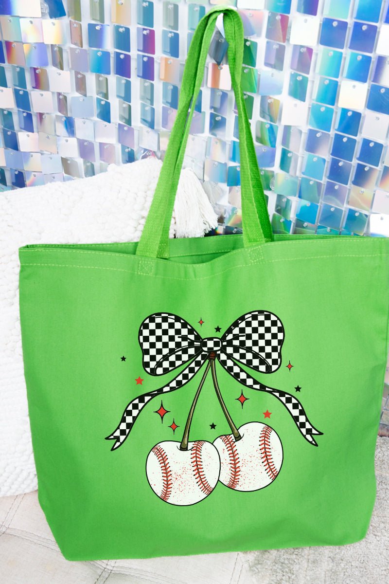 Baseball Cherries Canvas Jumbo Tote - Wholesale Accessory Market