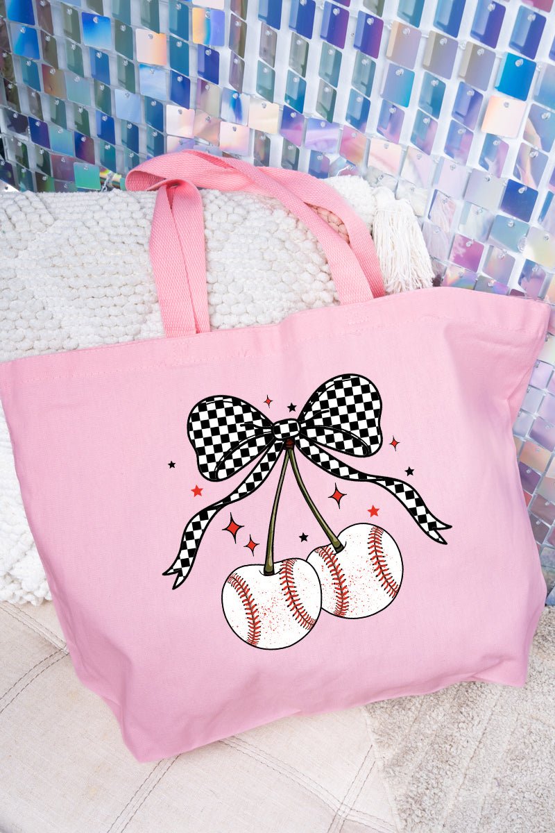 Baseball Cherries Canvas Jumbo Tote - Wholesale Accessory Market