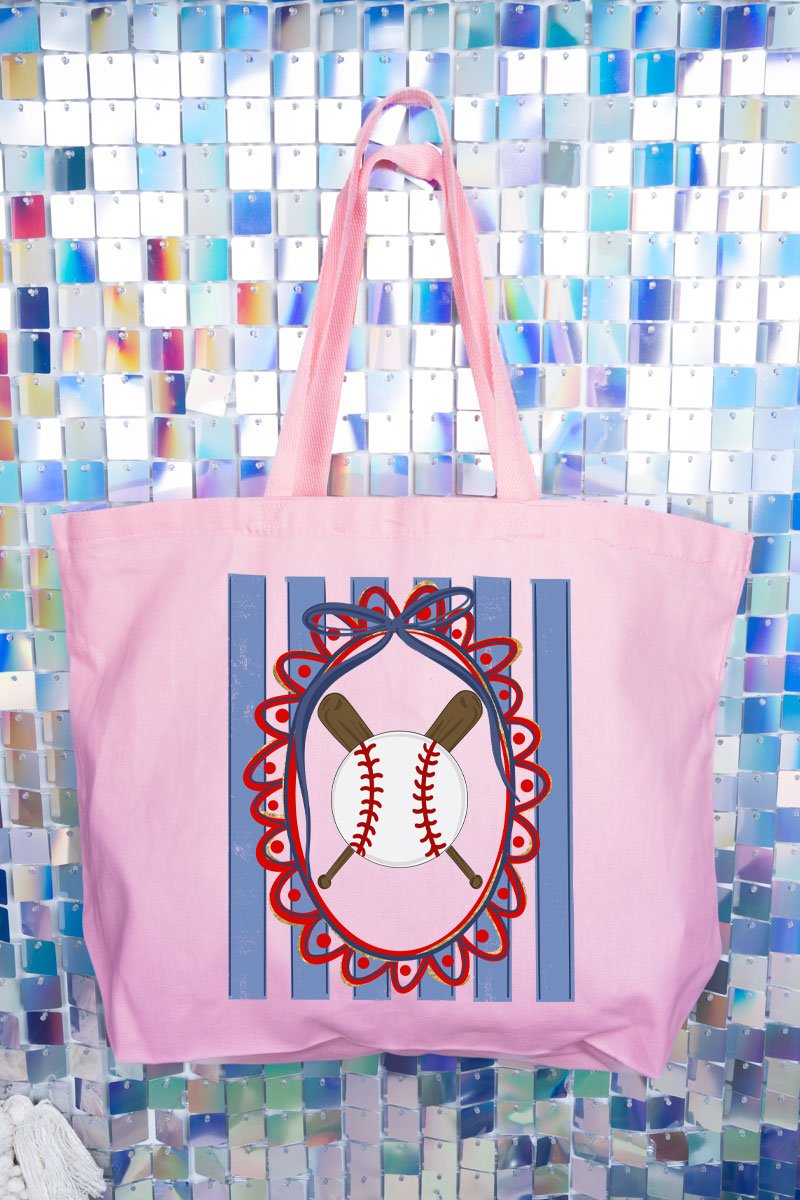 Baseball Stripes Canvas Jumbo Tote - Wholesale Accessory Market