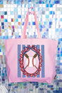 Baseball Stripes Canvas Jumbo Tote - Wholesale Accessory Market