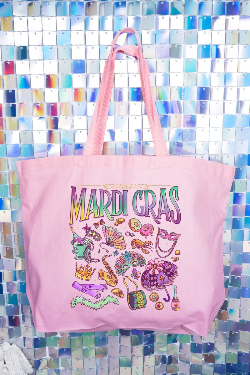 Beads, Bows, and Bourbon St Canvas Jumbo Tote - Wholesale Accessory Market