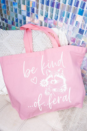 Be Kind Of Feral Raccoon Canvas Jumbo Tote - Wholesale Accessory Market