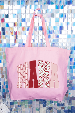 Blush And Bows Mama Canvas Jumbo Tote - Wholesale Accessory Market