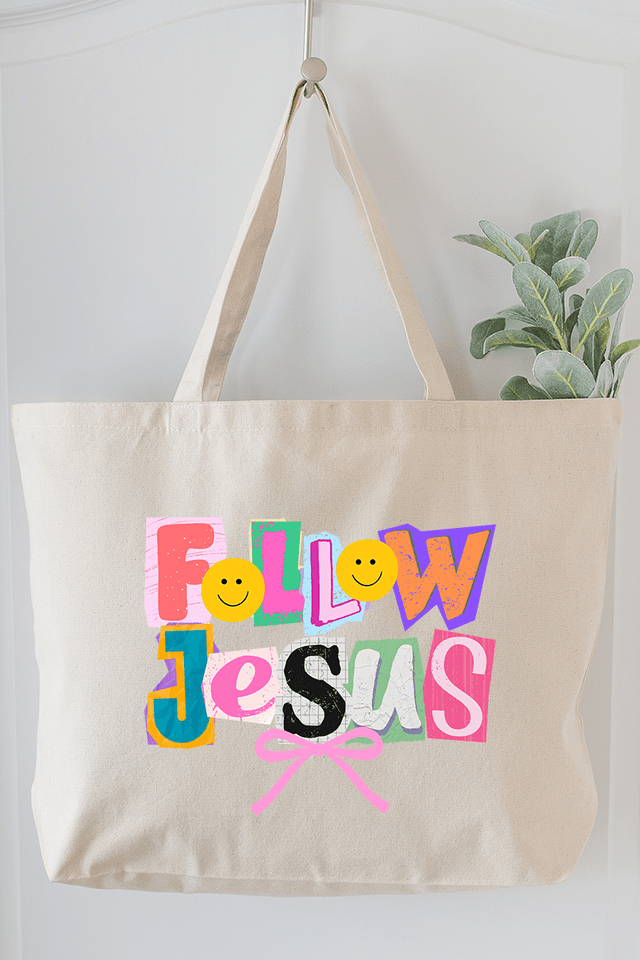 Bold Follow Jesus Canvas Jumbo Tote - Wholesale Accessory Market
