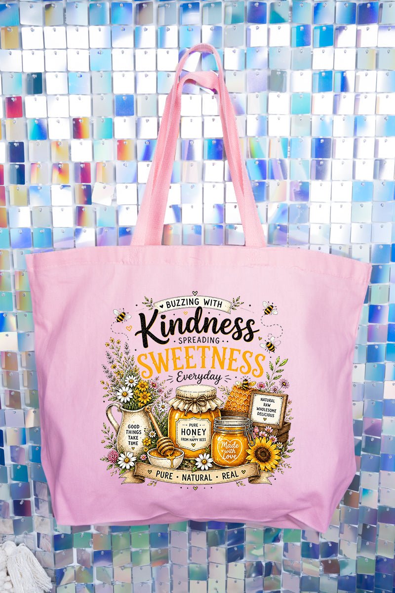 Buzzing With Kindness Canvas Jumbo Tote - Wholesale Accessory Market