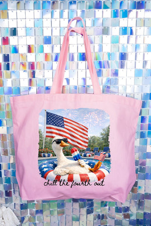 Chill The Fourth Out Canvas Jumbo Tote - Wholesale Accessory Market